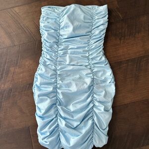 (3/$20 Item) Blue Ruched Strapless Mini Dress